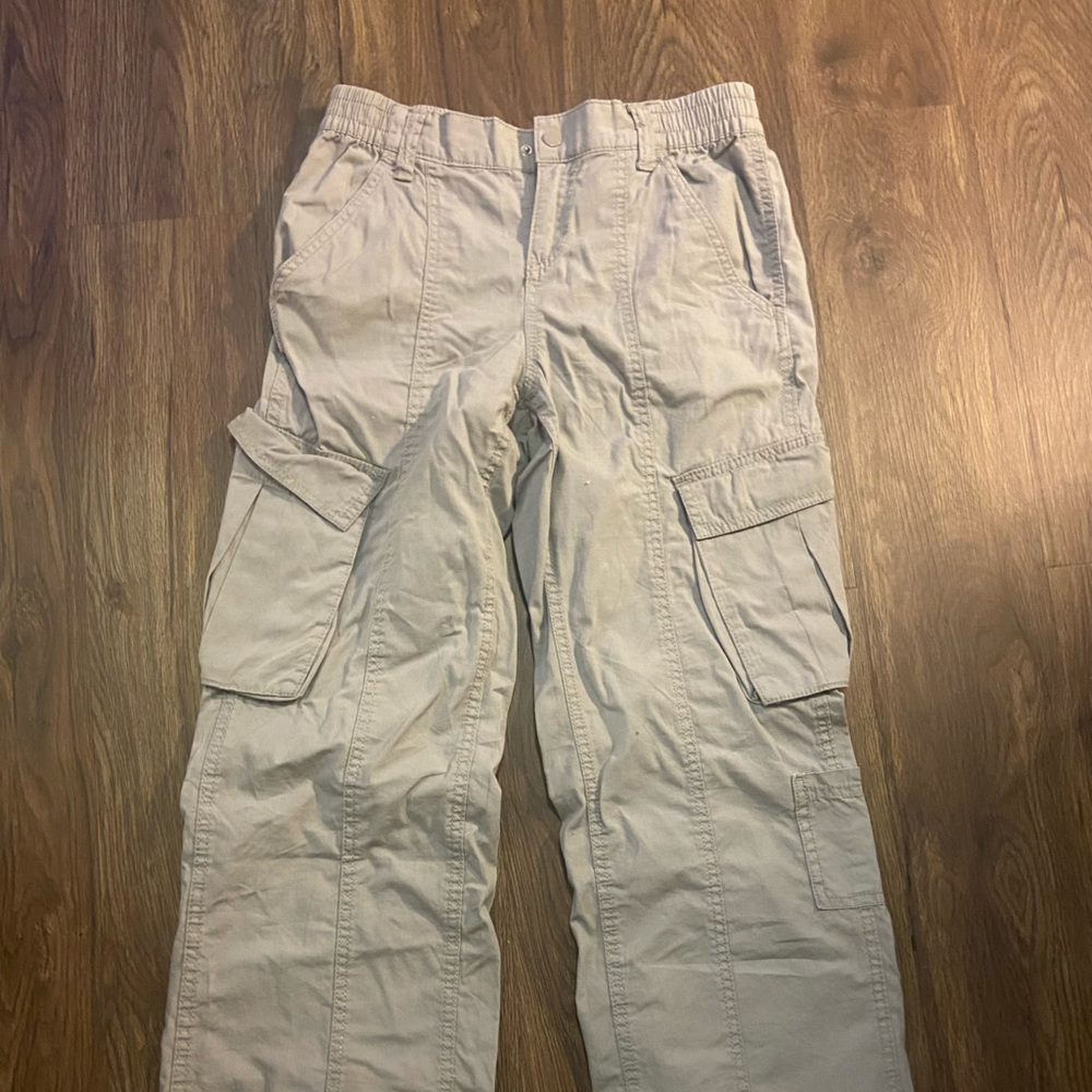 Grey cargo pants mid rise